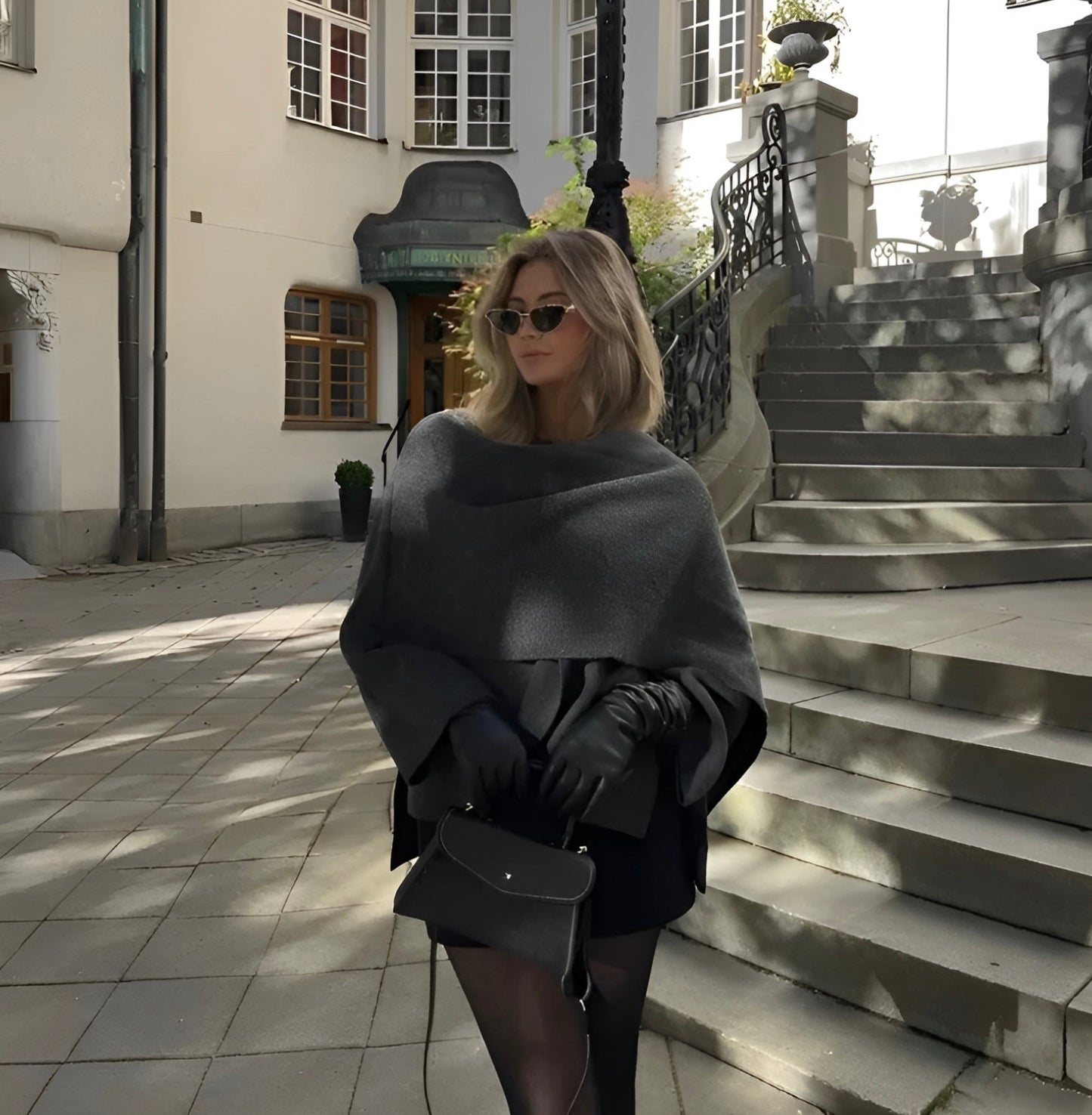 Women's Asymmetric Winter Poncho
