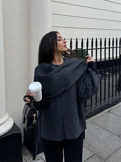 Women's Asymmetric Winter Poncho