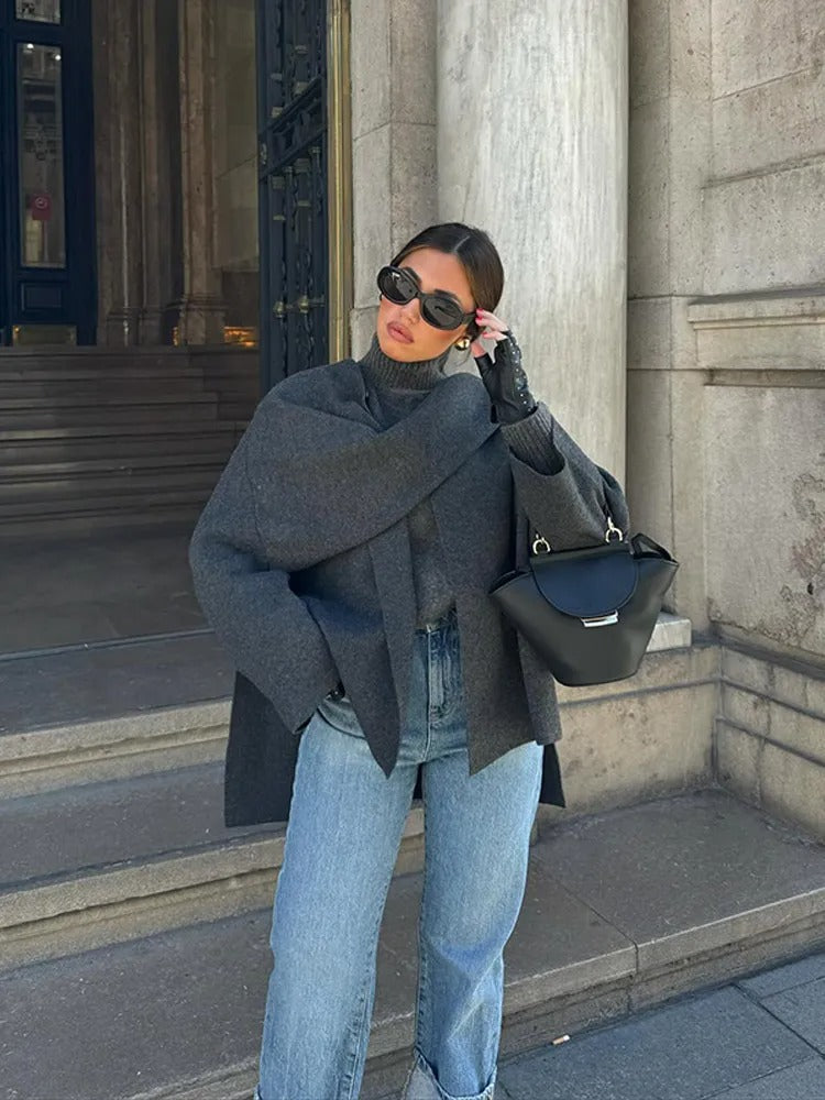 Women's Asymmetric Winter Poncho
