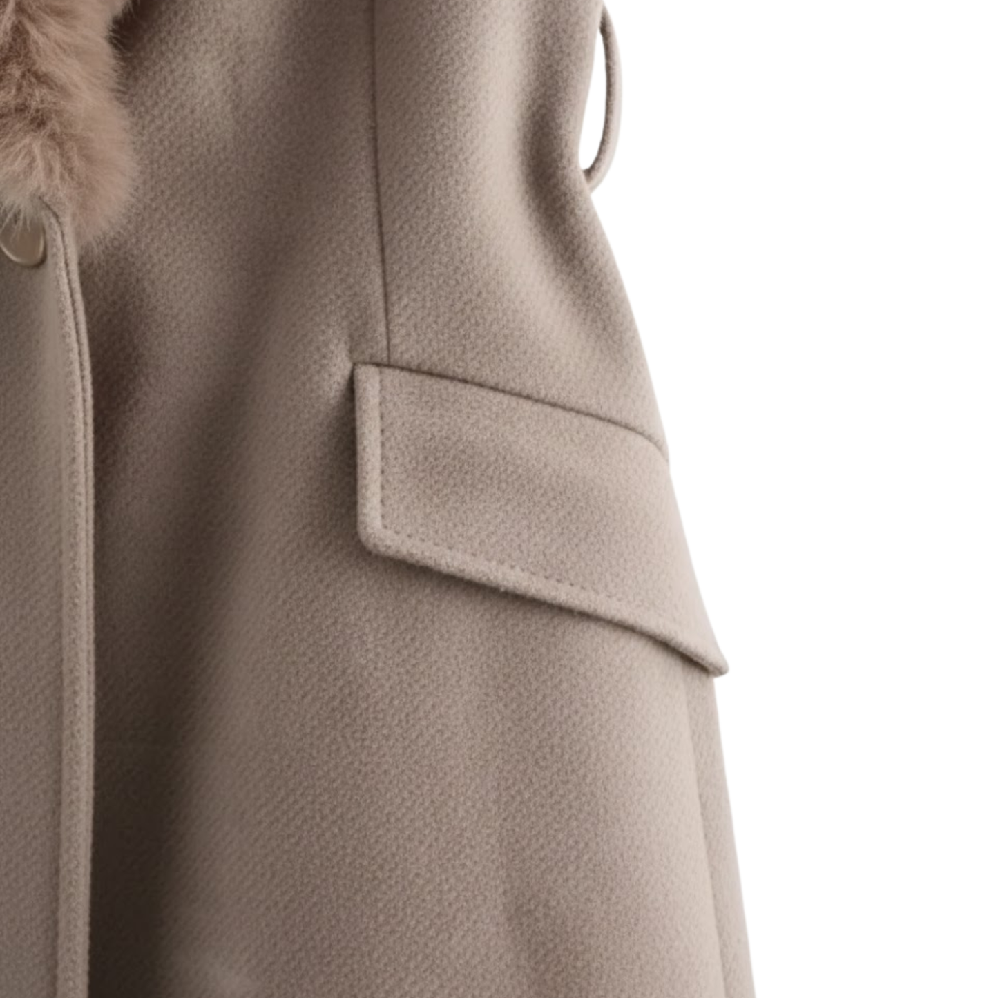 Women’s Belted Faux Fur Collar Winter Coat