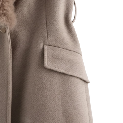 Women’s Belted Faux Fur Collar Winter Coat