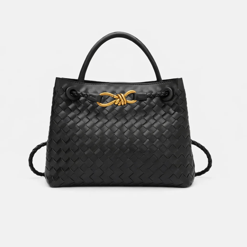 womens-black-woven-faux-leather-tote-bag
