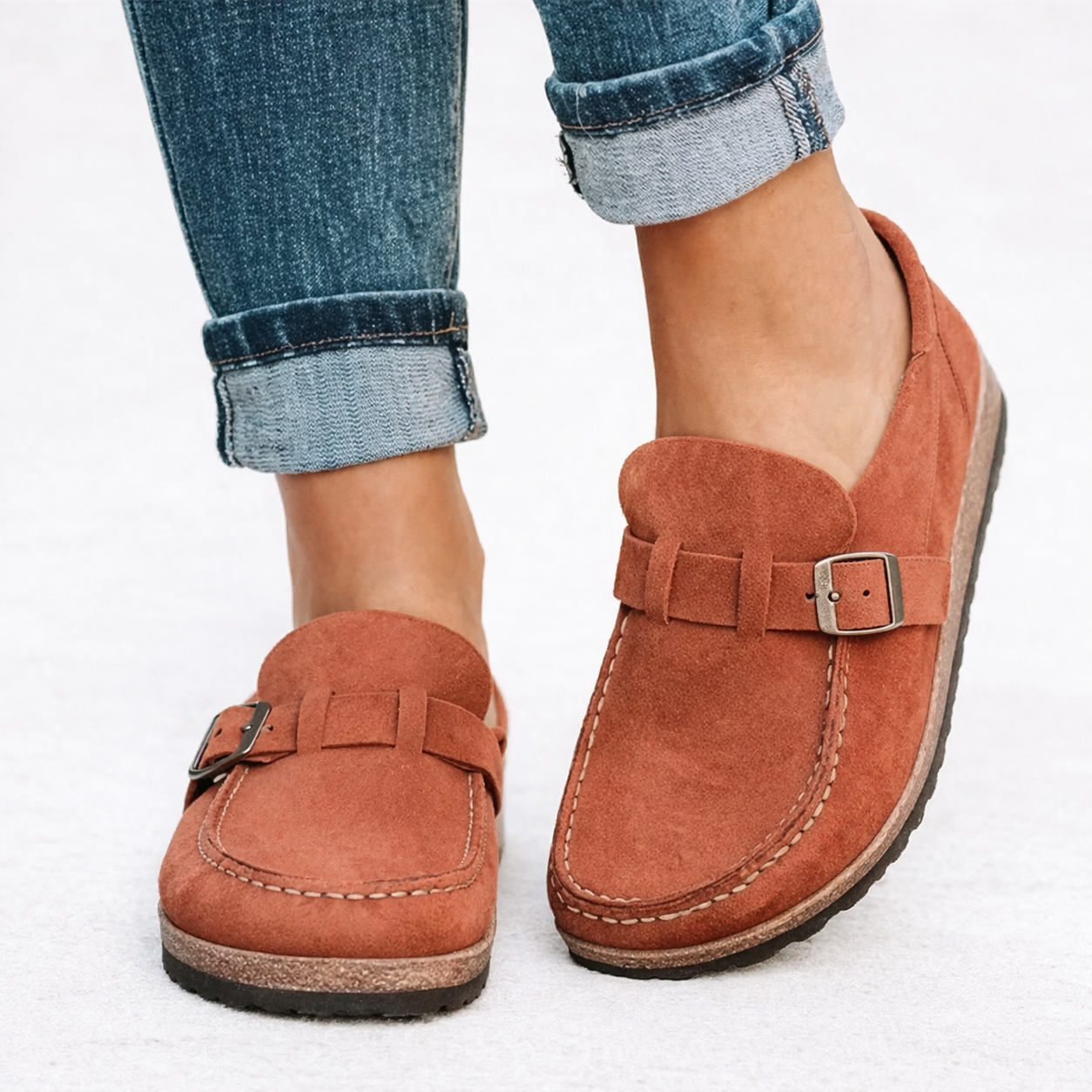 Women’s Buckle Strap Suede Comfort Loafers
