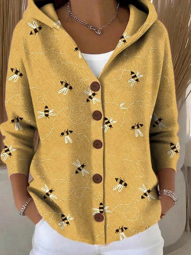 Women's Button Front Hooded Cardigan