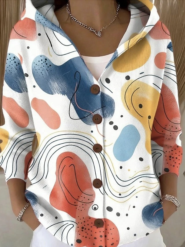 Women's Button Front Hooded Cardigan