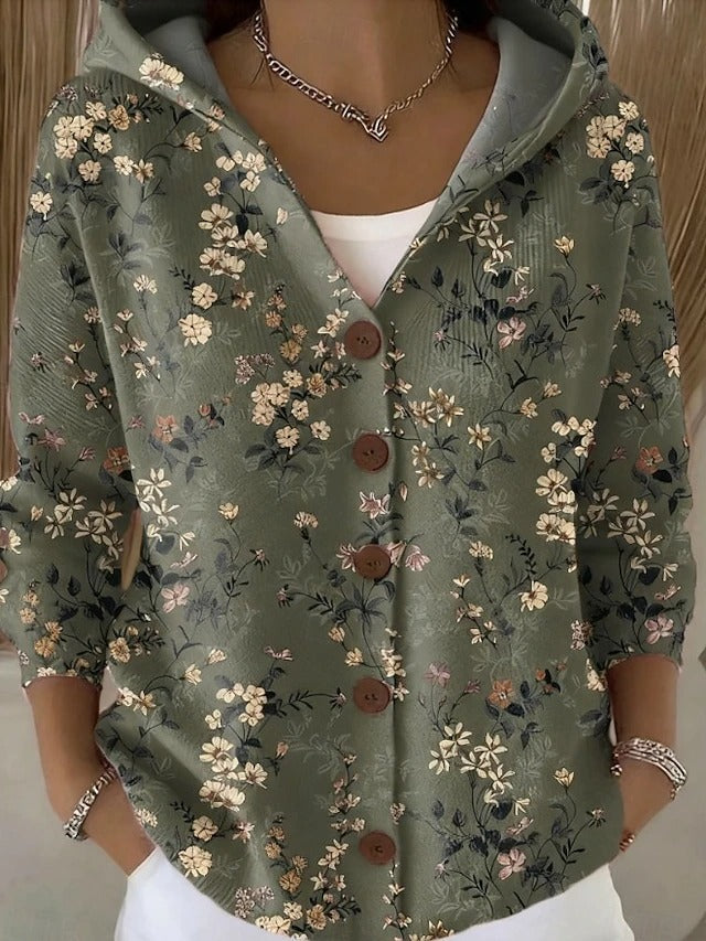 Women's Button Front Hooded Cardigan