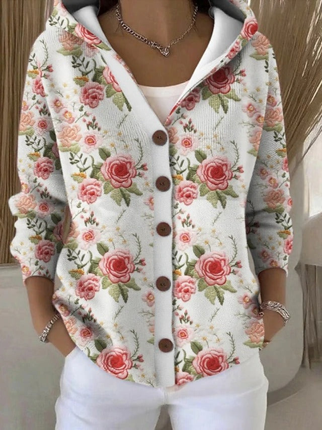 Women's Button Front Hooded Cardigan