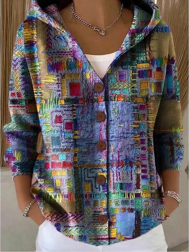 Women's Button Front Hooded Cardigan