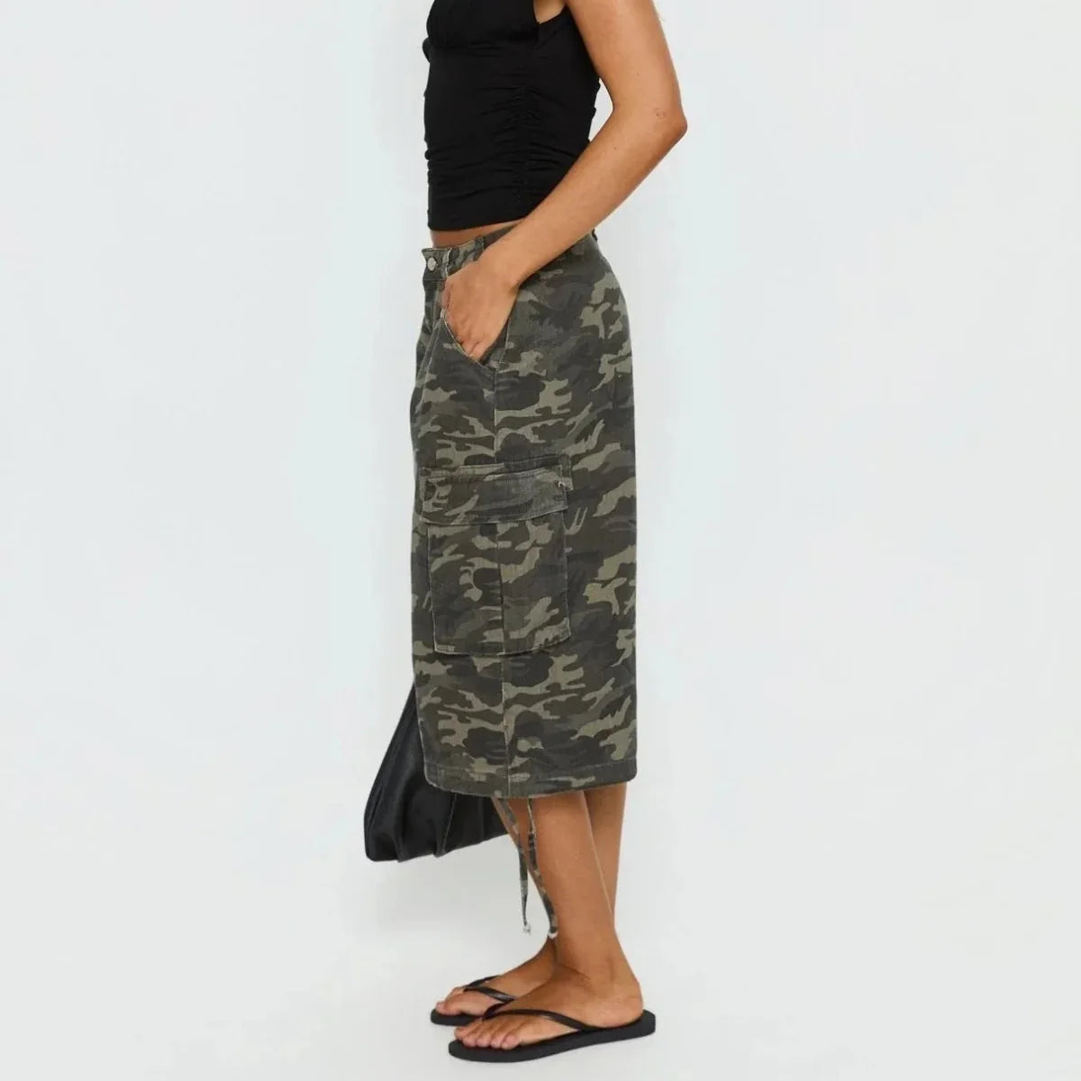 Women’s Camo Wide Leg Long Cargo Shorts