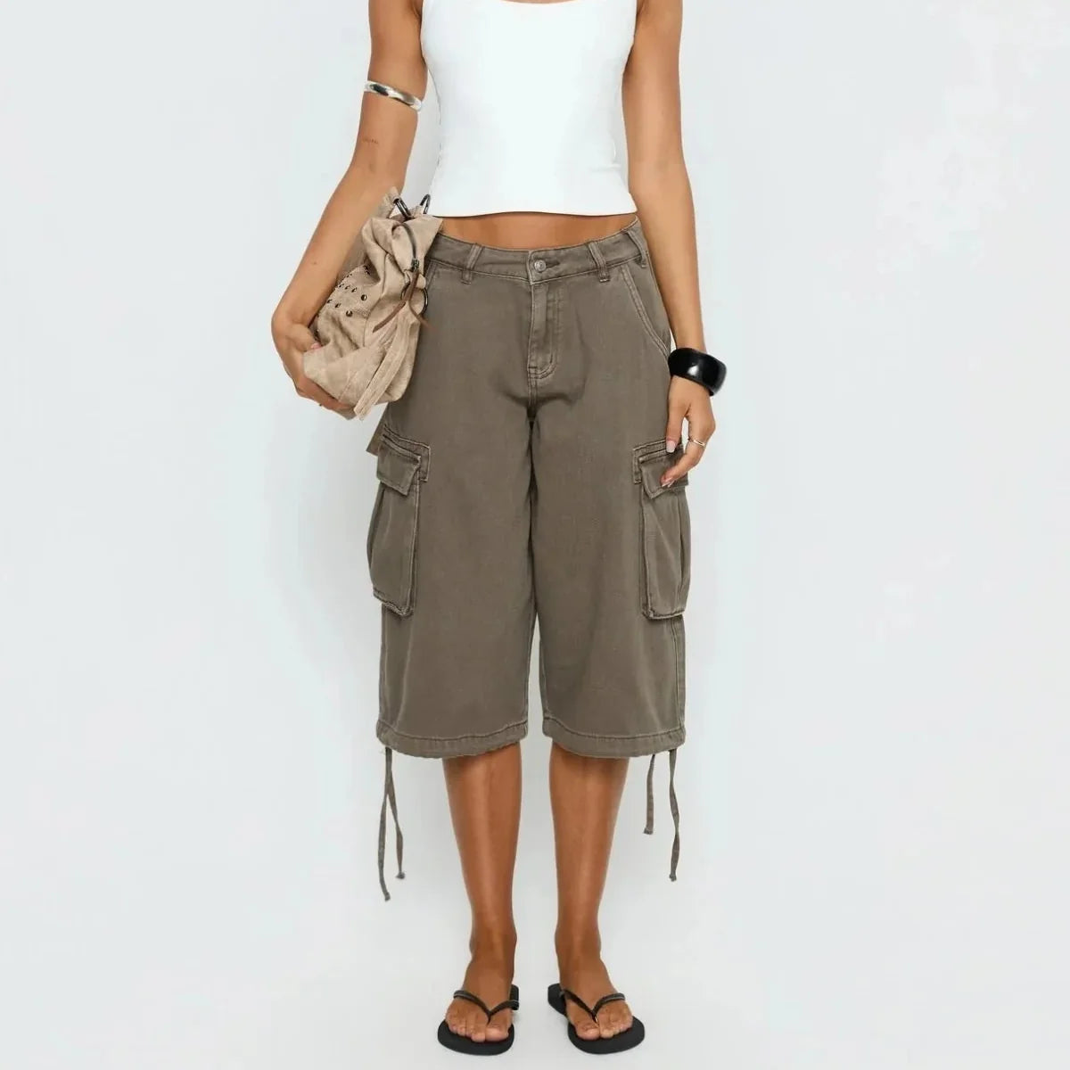 Women’s Camo Wide Leg Long Cargo Shorts
