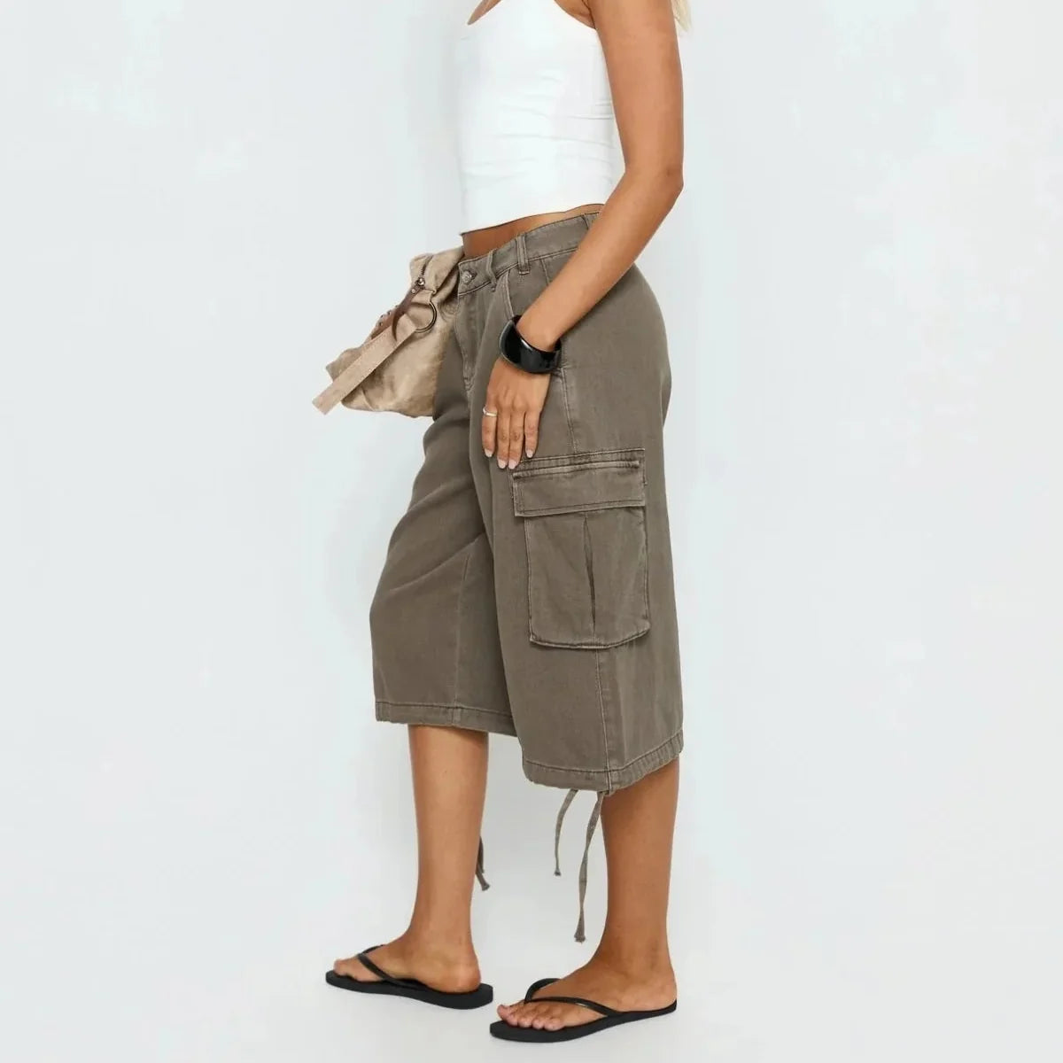 Women’s Camo Wide Leg Long Cargo Shorts