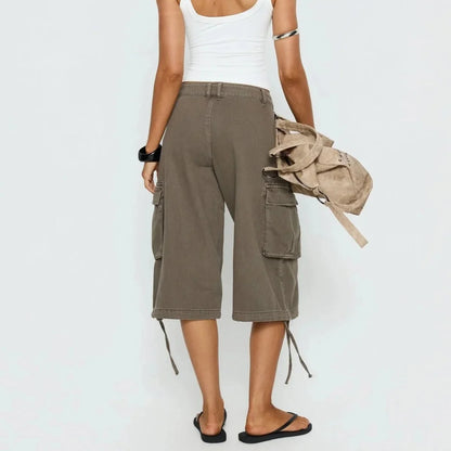 Women’s Camo Wide Leg Long Cargo Shorts