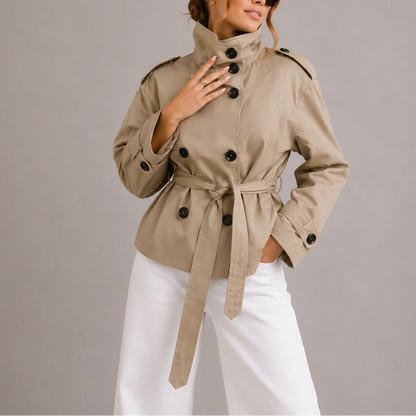 Women's Chic Belted Cropped Trench Jacket