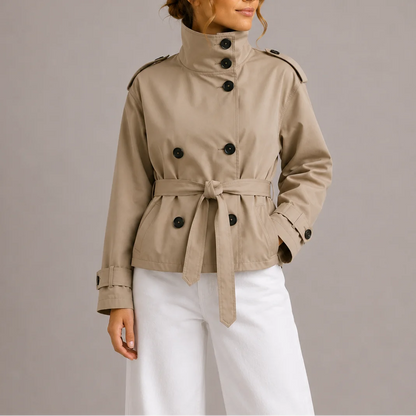 Women's Chic Belted Cropped Trench Jacket