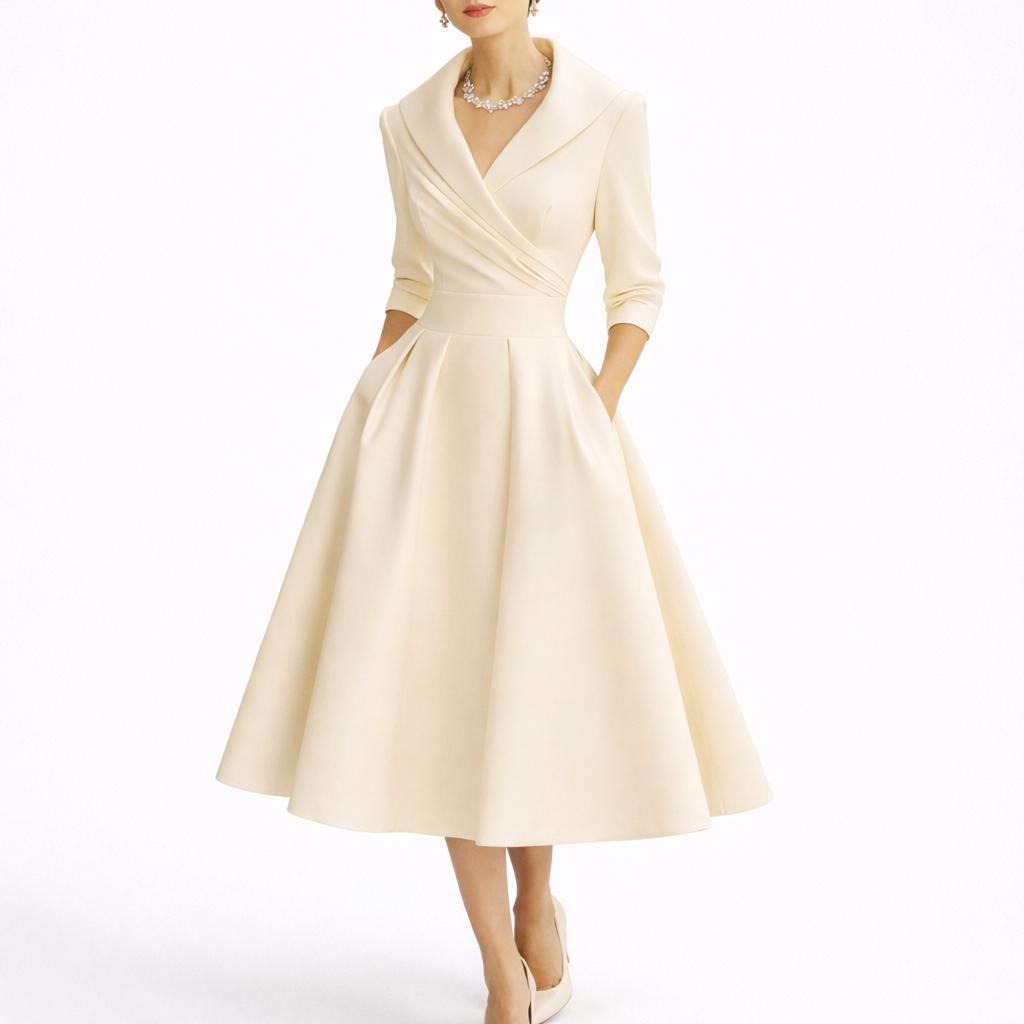 Women’s Collared Fit & Flare Midi Dress