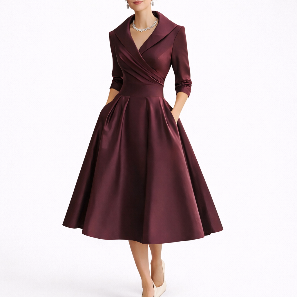 Women’s Collared Fit & Flare Midi Dress