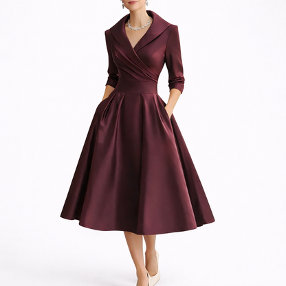 Women’s Collared Fit & Flare Midi Dress