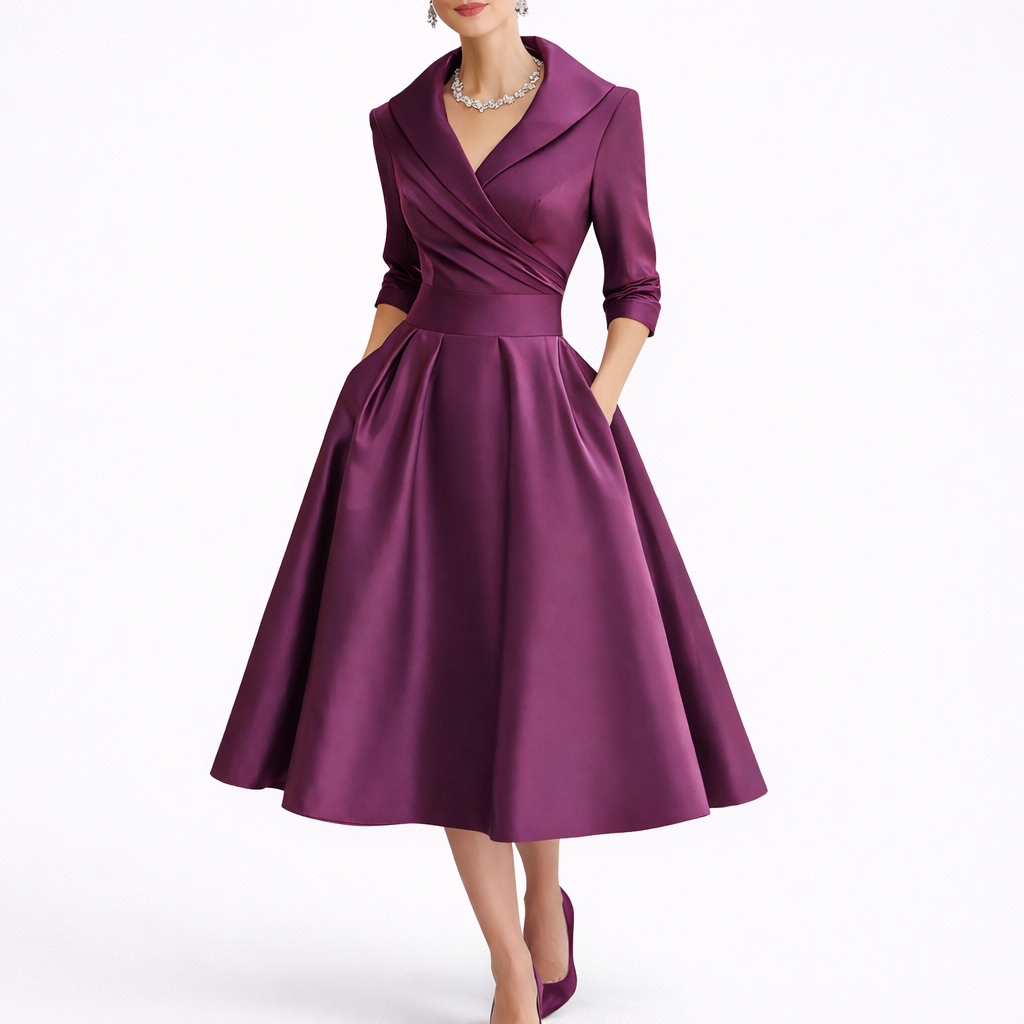 Women’s Collared Fit & Flare Midi Dress