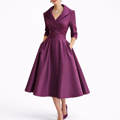 Women’s Collared Fit & Flare Midi Dress