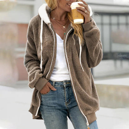 Women's Cosy Plush Hooded Jacket