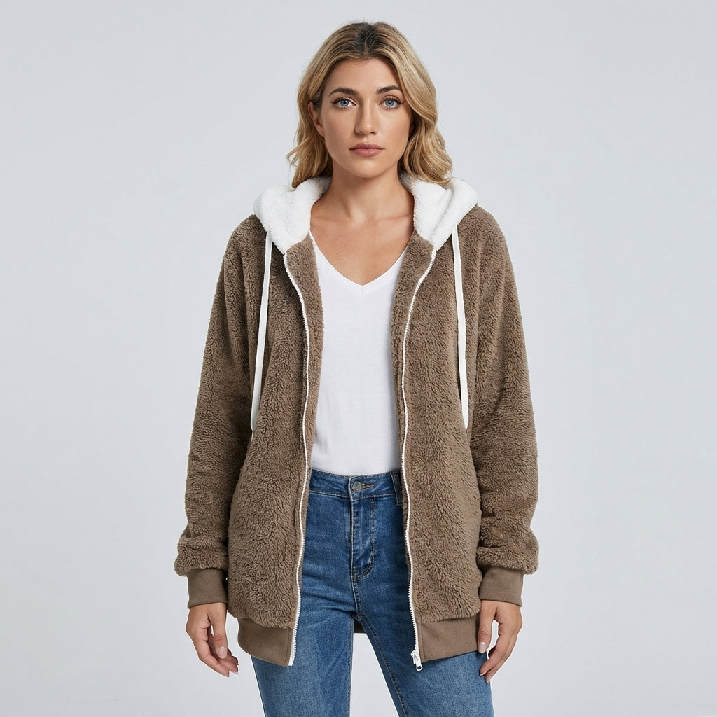 Women's Cosy Plush Hooded Jacket