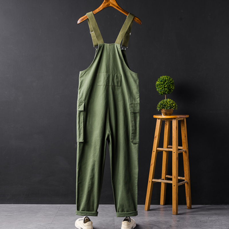 Women's Cotton Blend Dungarees With Pockets