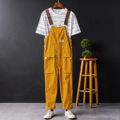 Women's Cotton Blend Dungarees With Pockets