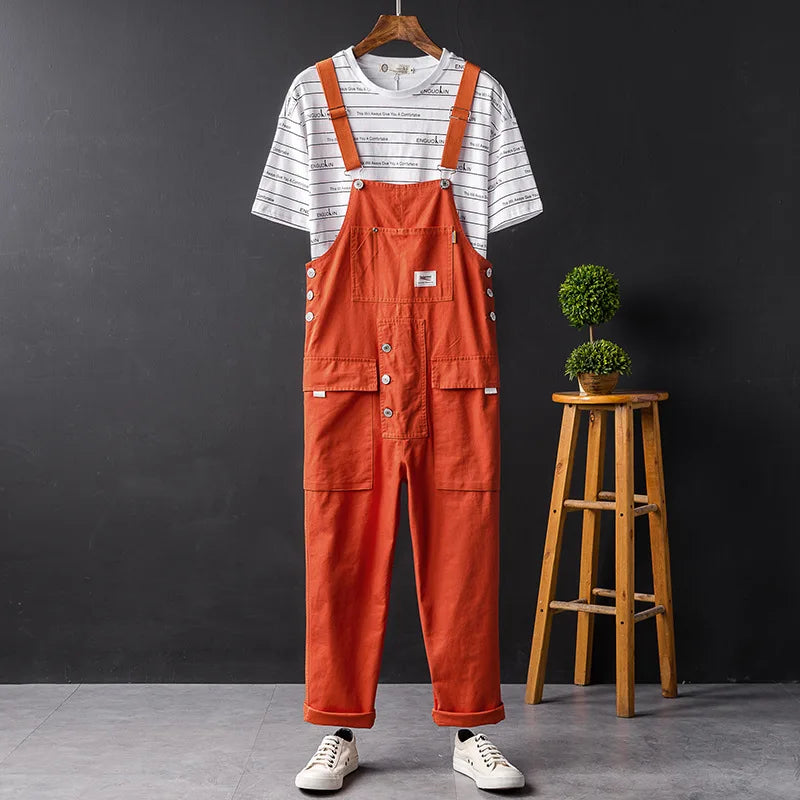 Women's Cotton Blend Dungarees With Pockets