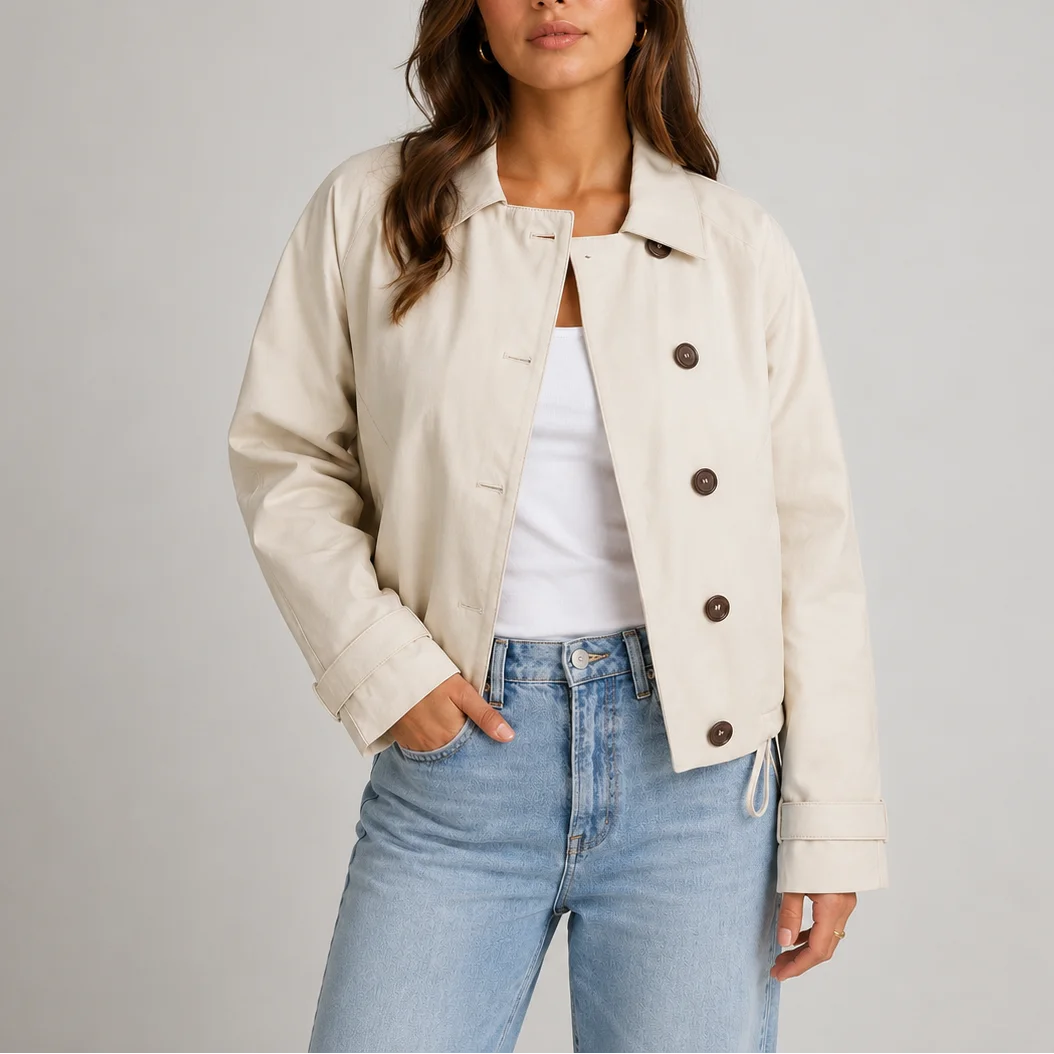 Women's Cropped Button Front Utility Jacket