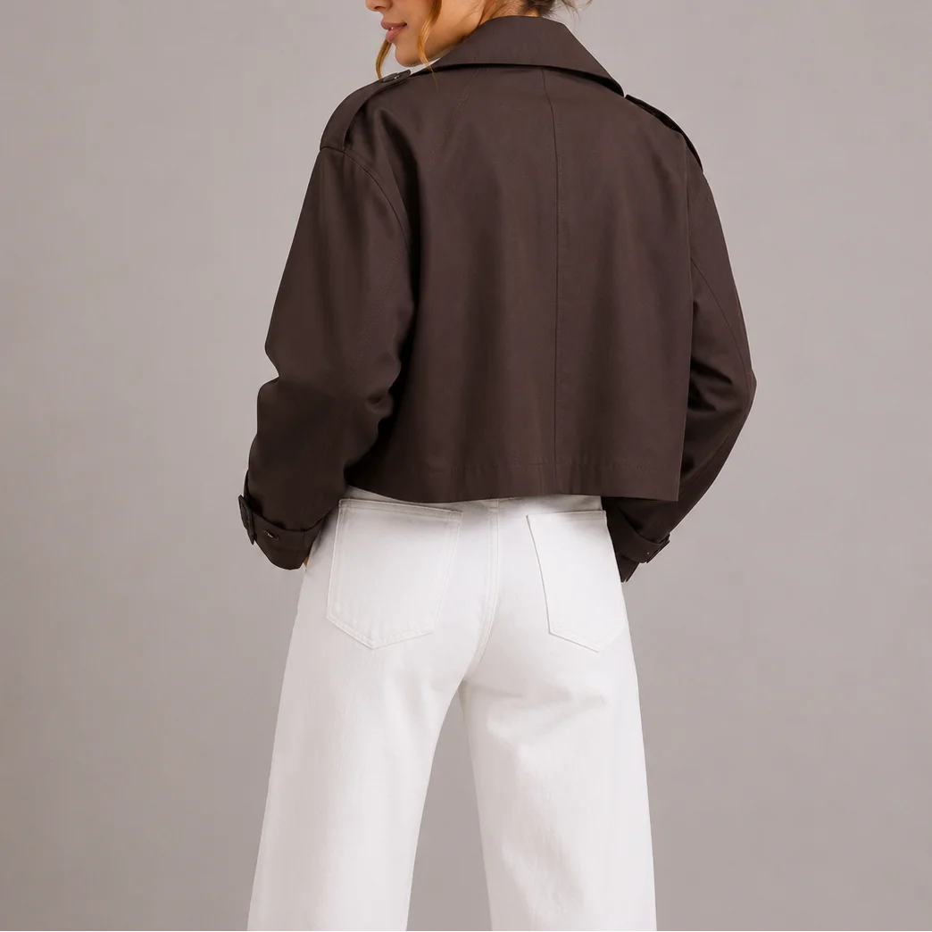 Women's Cropped Double-Breasted Trench Jacket