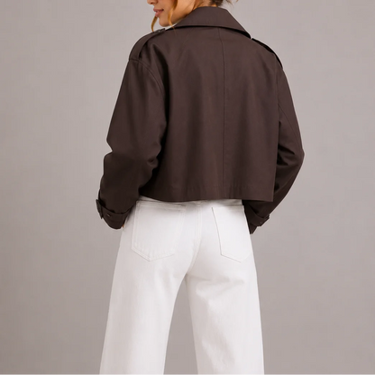 Women's Cropped Double-Breasted Trench Jacket