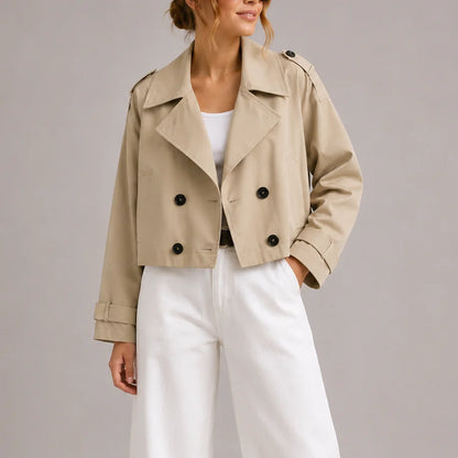 Women's Cropped Double-Breasted Trench Jacket