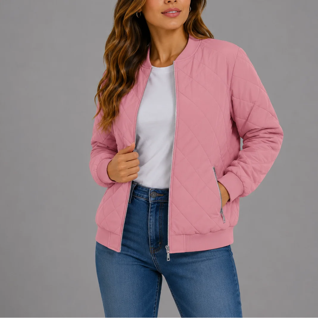 Women's Diamond Quilted Bomber Jacket