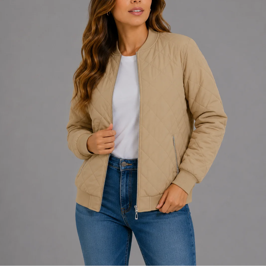 Women's Diamond Quilted Bomber Jacket