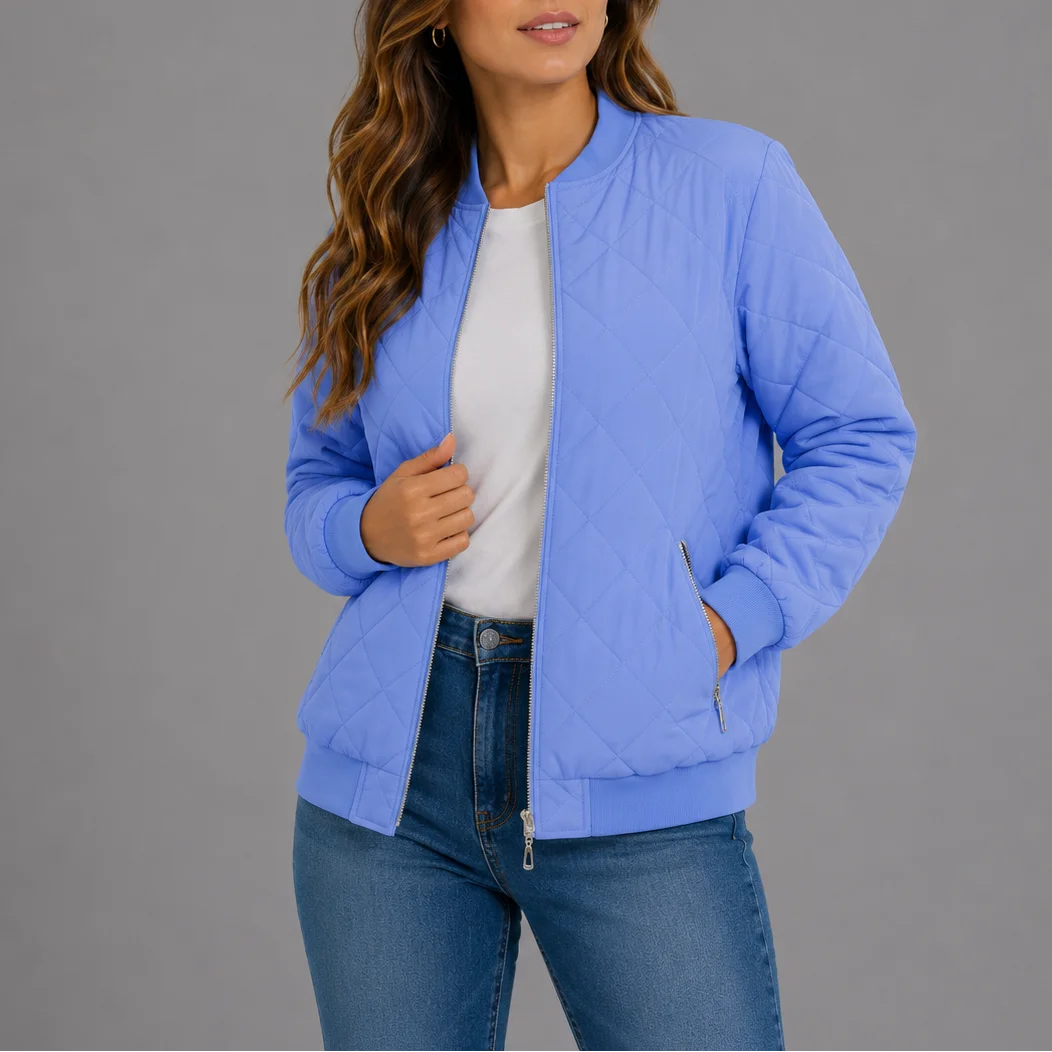 Women's Diamond Quilted Bomber Jacket