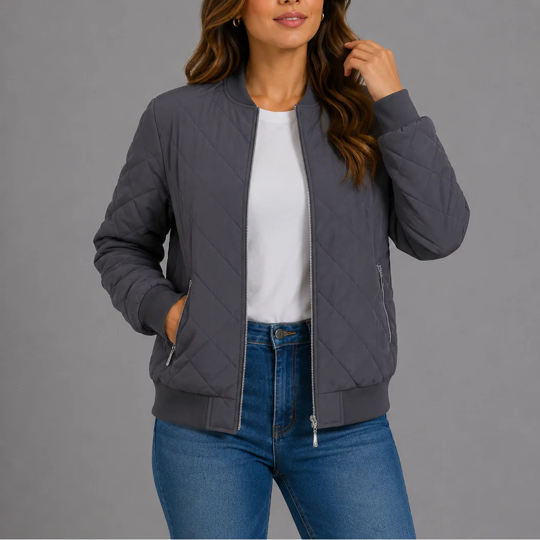 Women's Diamond Quilted Bomber Jacket