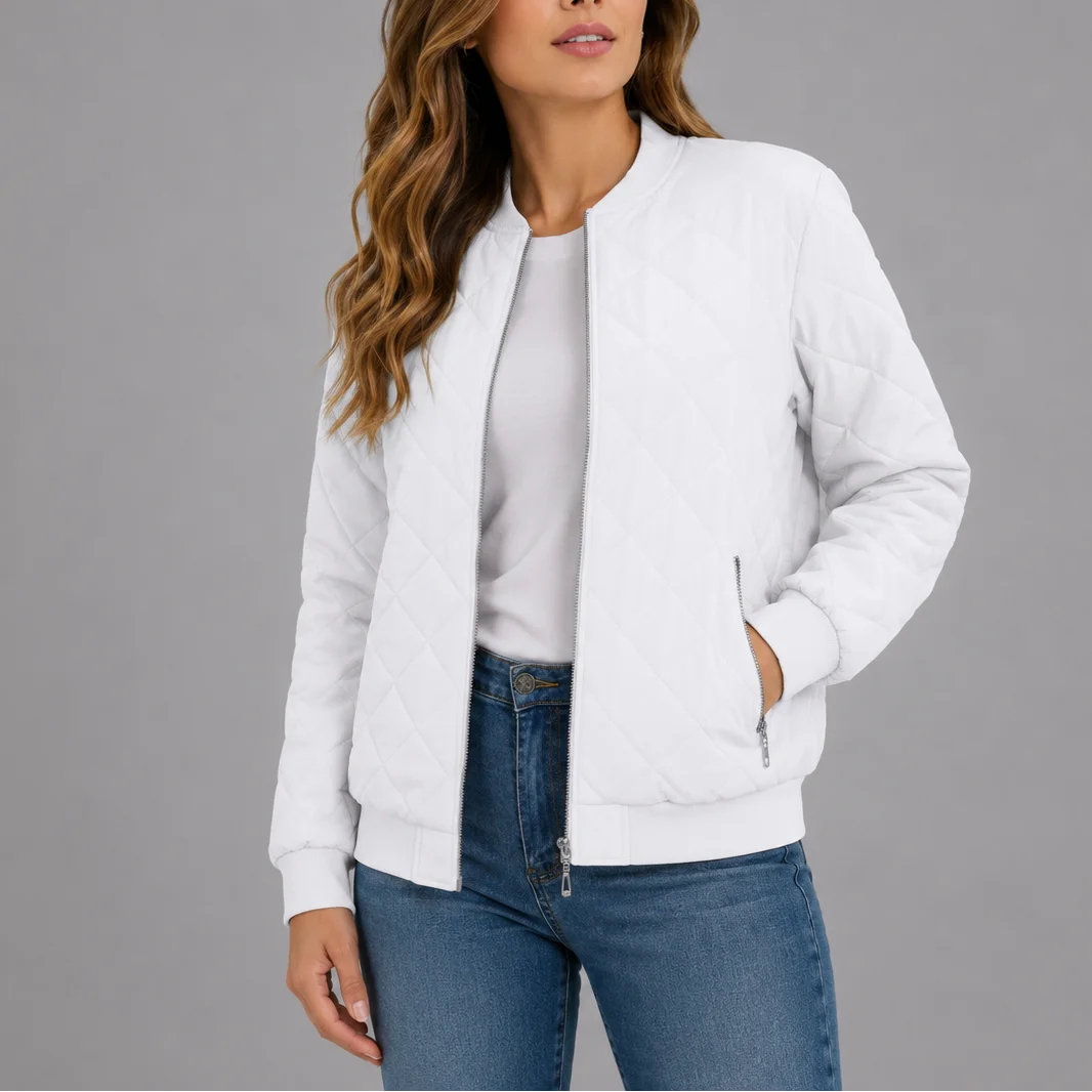 Women's Diamond Quilted Bomber Jacket
