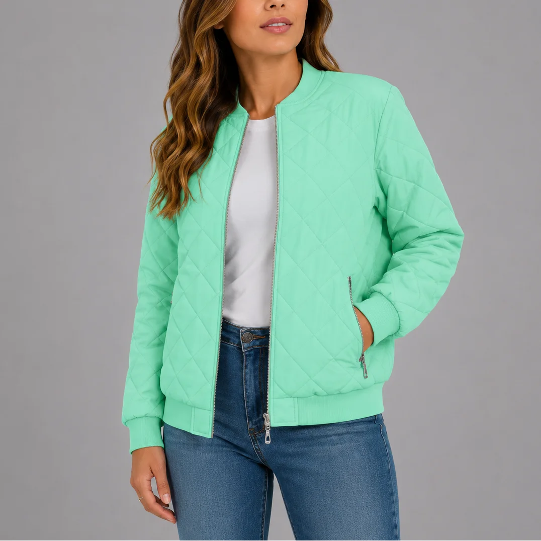 Women's Diamond Quilted Bomber Jacket