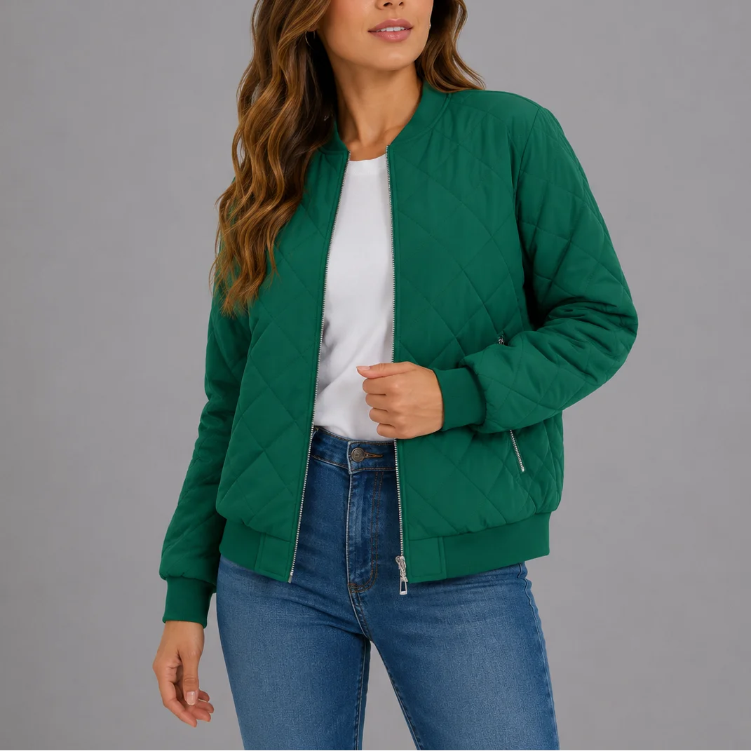 Women's Diamond Quilted Bomber Jacket