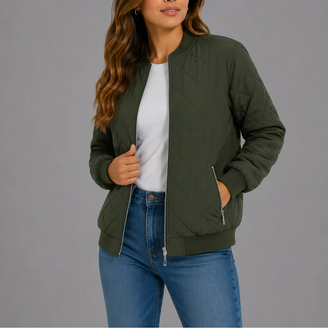 Women's Diamond Quilted Bomber Jacket