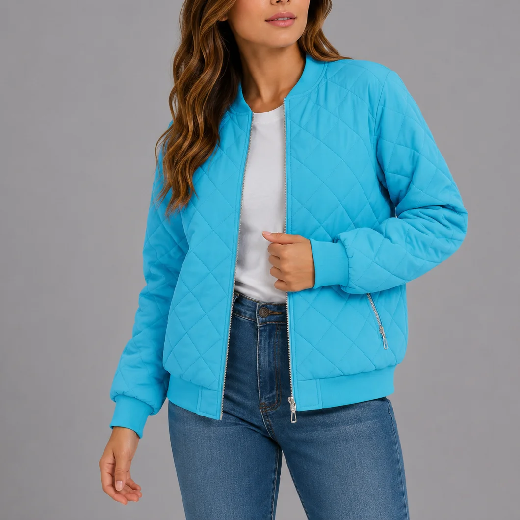 Women's Diamond Quilted Bomber Jacket