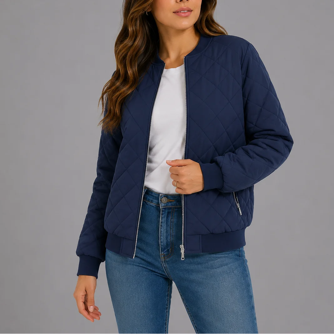 Women's Diamond Quilted Bomber Jacket