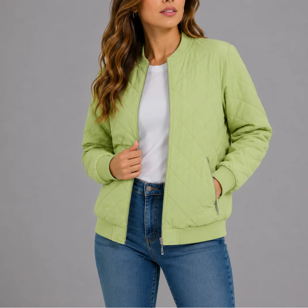 Women's Diamond Quilted Bomber Jacket