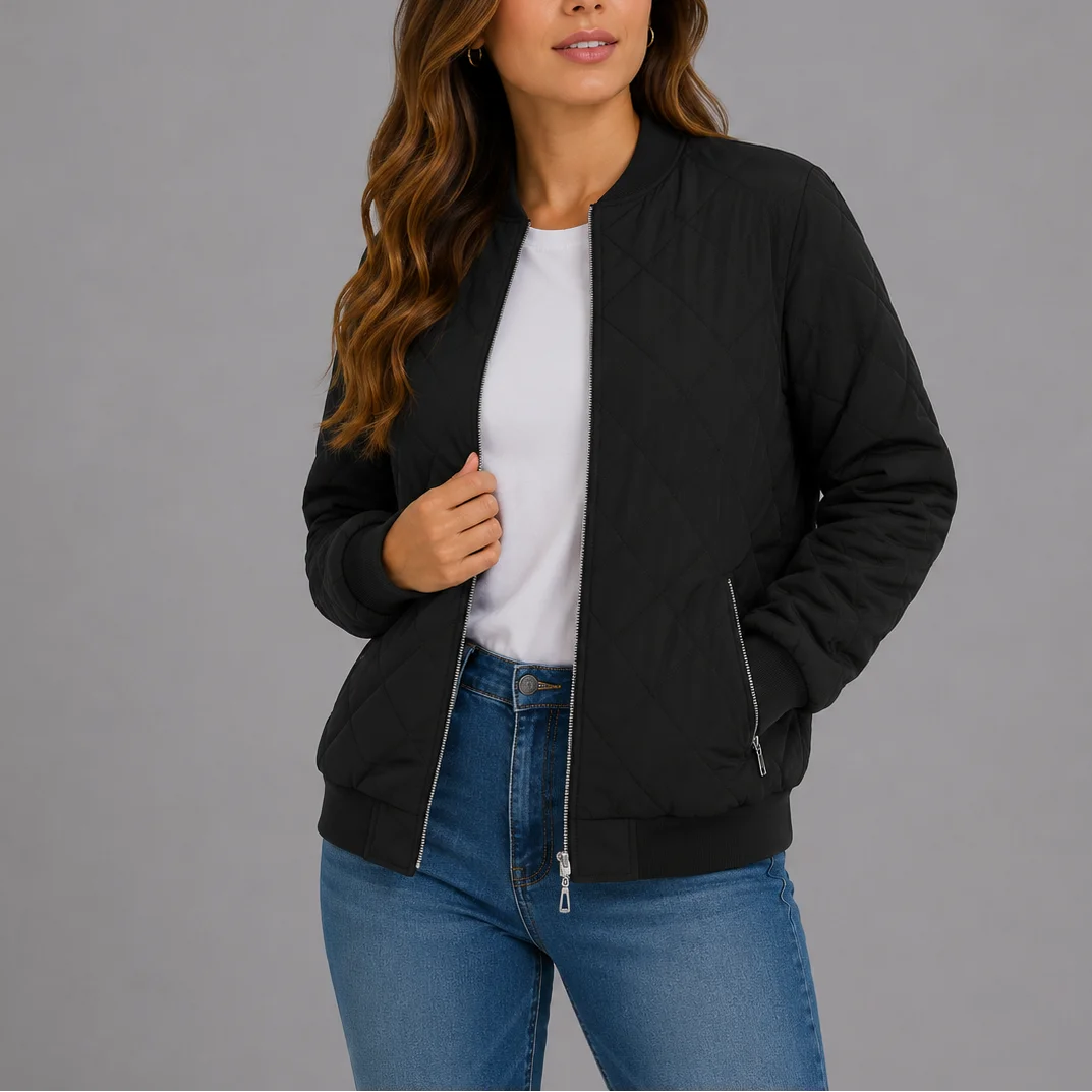 Women's Diamond Quilted Bomber Jacket