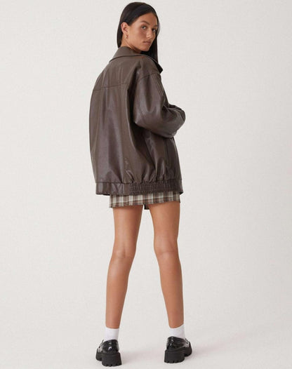 Women's Faux Leather Relaxed Fit Jacket