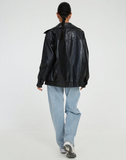 Women's Faux Leather Relaxed Fit Jacket