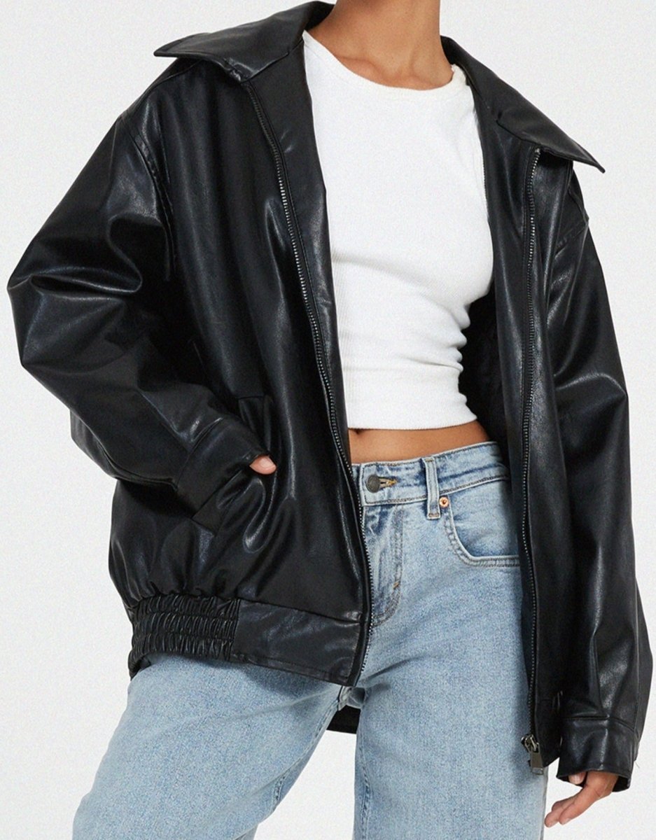 Women's Faux Leather Relaxed Fit Jacket