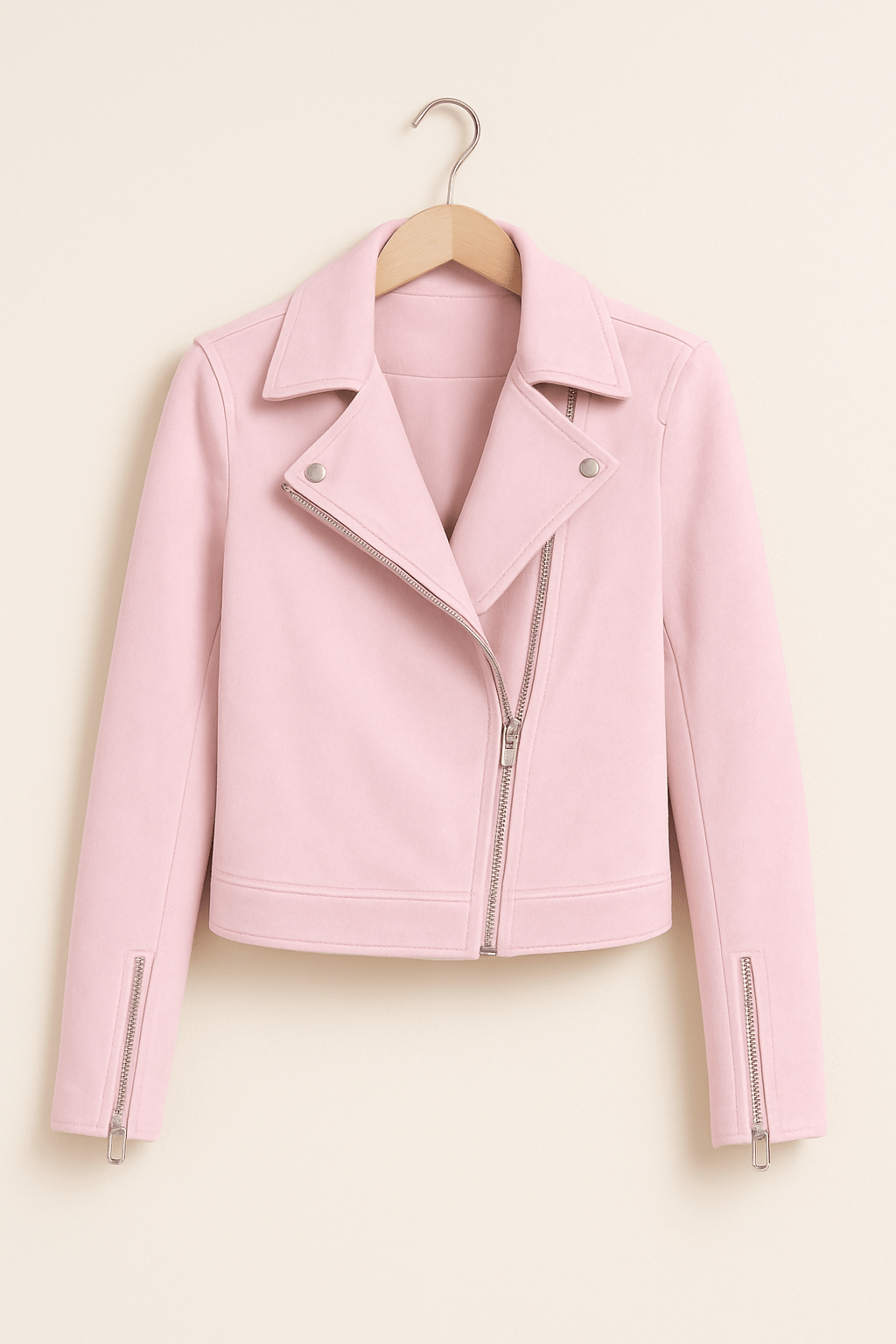 Women's Faux Suede Zip Up Biker Jacket