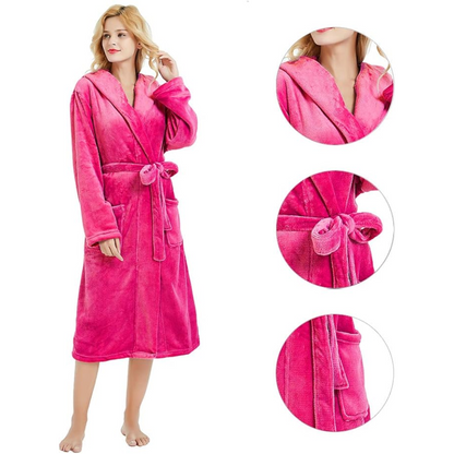 Women's Fleece Bathrobe With Hood