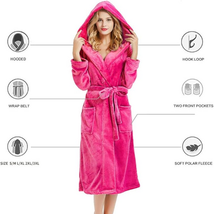 Women's Fleece Bathrobe With Hood